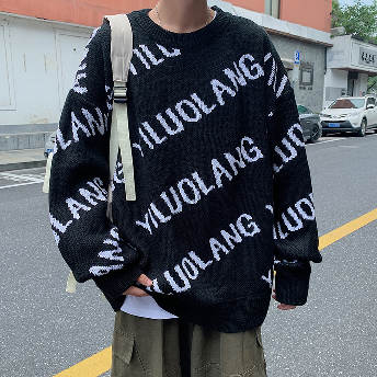 上品なシルエット 大流行新作 アルファベット プリント 韓国系 メンズニットセーター
