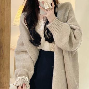 韓国通販 ゆったり 無地 シンプル カジュアル キュート ファッション ニットセーター