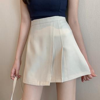 高級感 韓国系 通勤/OL フェミニン シンプル Aライン ギャザー ハイウエスト スカート