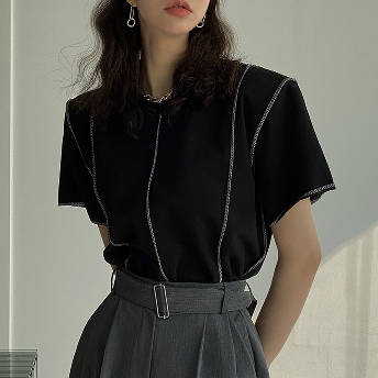 韓国系 シンプル ファッション 配色 プルオーバー 素敵なデザイン Tシャツ