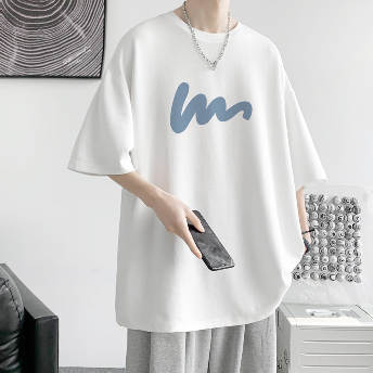 超人気商品 ファッション 韓国系 シンプル 落書き 無地 すがすがしい メンズTシャツ