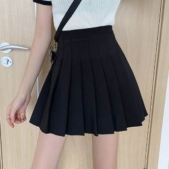 可愛い 合わせやすい 無地 黒 スウィート カジュアル キュート ファッション スカート