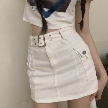 今季も大流行 セクシー 韓国風ファッション 学園風 ストラップ 金属飾り 美ライン スカート
