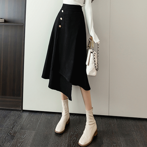 エレガント ファッション 通勤/OL レトロ フェミニン Aライン スリット ボタン スカート