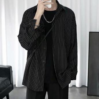 人気沸騰 SNS大人気アイテム登場 韓国風ファッション カジュアル  ストライプ柄  春秋 メンズファッショ シャツ