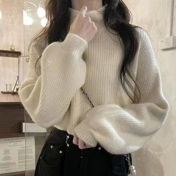 絶対流行 韓国系 ファッション4色  ハーフネック 柔軟加工 ニットセーター