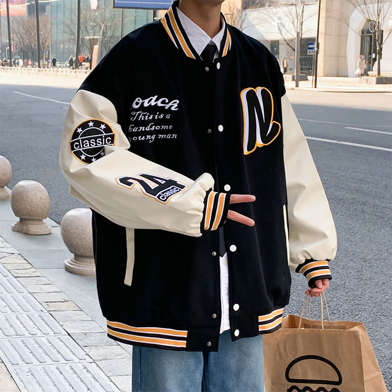 目立つ 目を惹く 継続的な更新 アルファベット 配色 韓国系 ストリート系 プリント メンズジャケット