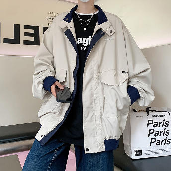 韓国風ファッション 特別デザイン アルファベット 配色 ファッション 長袖 メンズジャケット