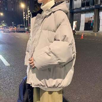 韓国風ファッション 2カラー展開 安心感のある 暖かい フード付き メンズ ダウンジャケット
