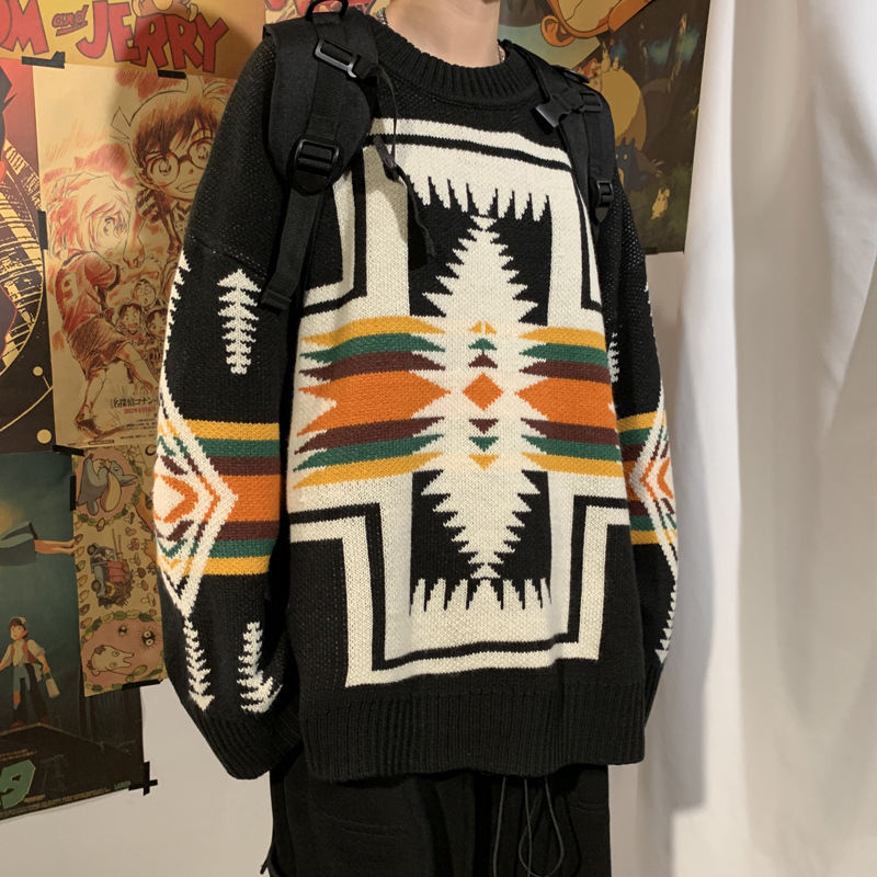 韓国風ファッション 気質アップ 配色 ファッション レトロ カジュアル メンズセーター