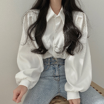 韓国系 3色 春秋 ファッション OL、通勤 無地 着痩せ シングルブレスト シャツ
