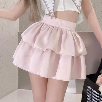 絶対流行 シンプル スウィート キュートセクシー 韓国で人気爆発 Aライン ギャザー 切り替え スカート