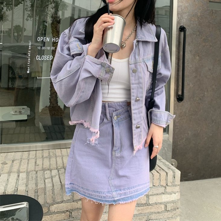 「単品注文」 個性デザイン 韓国風ファッション デニムジャケット 「単品注文」 カジュアル デニムスカート 上下セットアップ