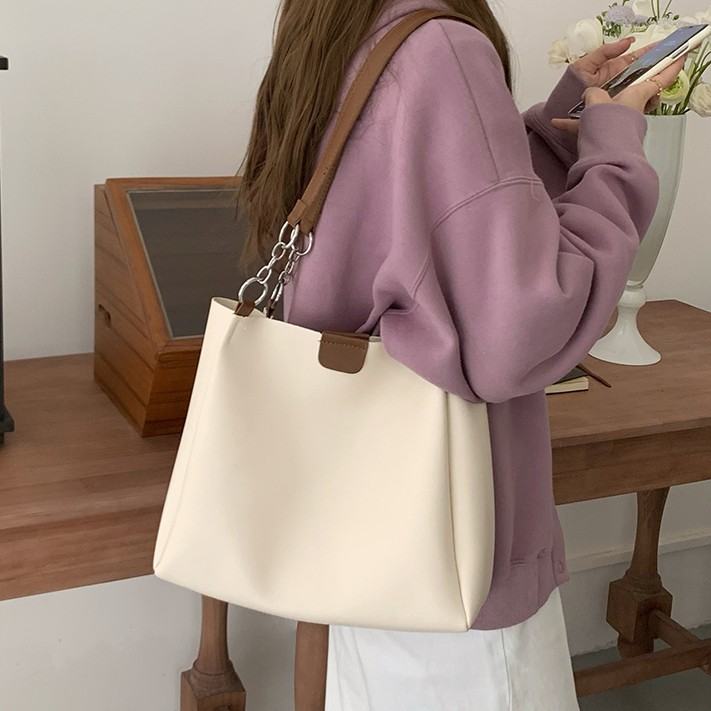 韓国風ファッション OL/通勤 マグネット バッグインバッグ 大容量 配色 ハンドバッグ
