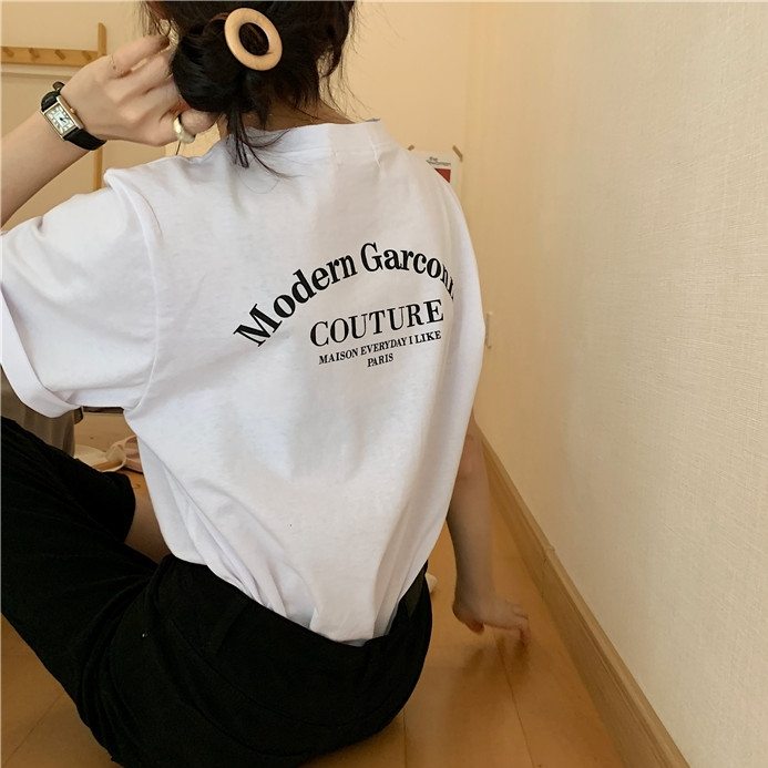 人気を独占中♡ 可愛い 半袖 ラウンドネック 韓国ファッション レディース 春夏 プリント Tシャツ