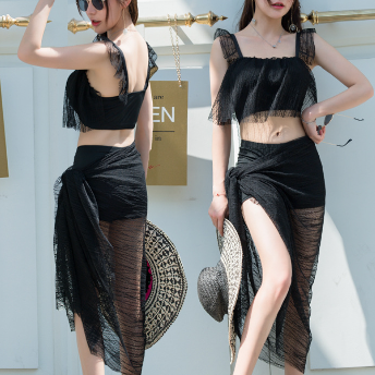 韓国風ファッション フェミニン  3点セット 多色展開  体型カバー 羽織り水着  セパレート露出控えめ   水着・ビキニ