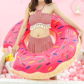 韓国の人気爆発 かわいい ドーナツ 水泳用品 大人用 PVC 配色 プリント 浮き輪
