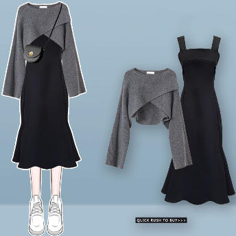 「単品注文」 ファッション デザイン ショート ニットセーター 「単品注文」 スリム キャミワンピース セットアップ
