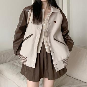 人気爆発 配色 シングルブレスト 折り襟 長袖 ファッション 韓国系 ジャケット