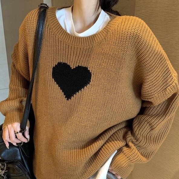 韓国風ファッション カジュアル 防寒 アンプルライン ラウンドネック ラウンドネック配色 ニットセーター