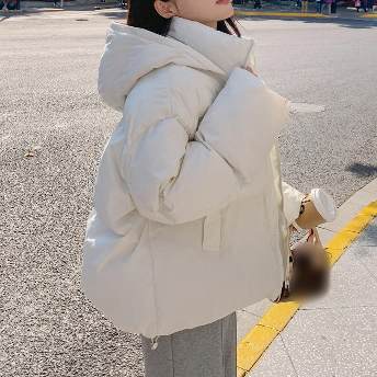 韓国風ファッション 無地 着痩せ ジッパー フード付き 長袖 暖かい 軽い着ごこち ダウンコート