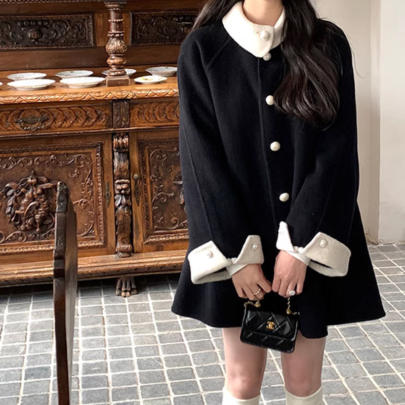 優しい雰囲気 高級感 着痩せ エレガント 韓国系 スウィート 配色 シングルブレスト 暖かい コート