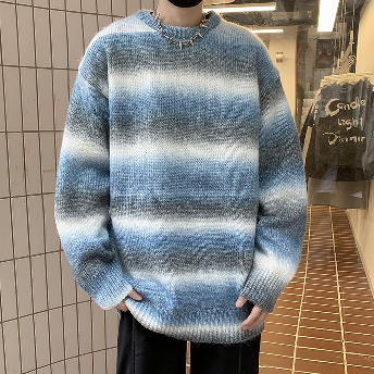 ファッショナブル グラデーション色 長袖 ニット 韓国系 定番 メンズセーター
