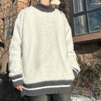 組み合わせ自由 秋冬 シンプル 定番 ニット カジュアル 配色 メンズセーター