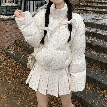 【単品注文】韓国風ファッション 綿入れコート+ スリット スカート+パンツ二点セット