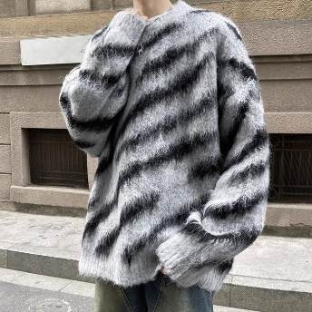 ユニークなデザイン 韓国系 カジュアル ファッション 長袖 配色 ニット メンズセーター