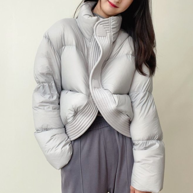 ins超人気  ファッション  韓国系 防寒 無地 スタンドネック ビックシルエット 中綿ダウンコート