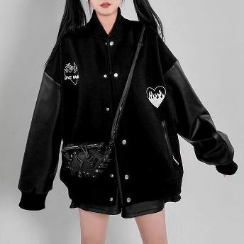 韓国風ファッション 個性派  カジュアル 切り替え プリント シングルブレスト シンプル ジャケット