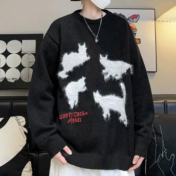 絶対流行 秋冬 シンプル 定番 動物柄 韓国系 カジュアル メンズセーター