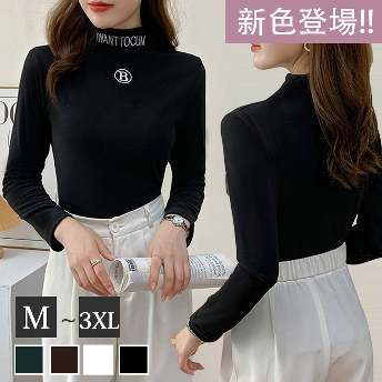 韓国風 ファッション 定番 シンプル ハーフネック Tシャツ